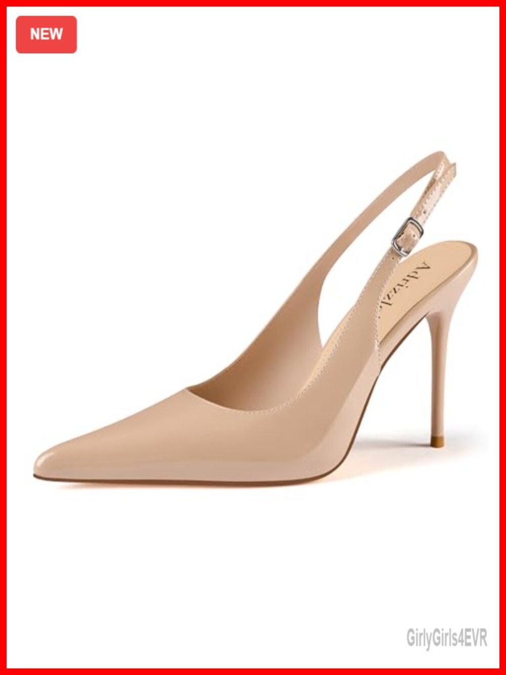Slingback Stiletto Heels Pointed Toe Patent Pumps 4 Inch High Heels